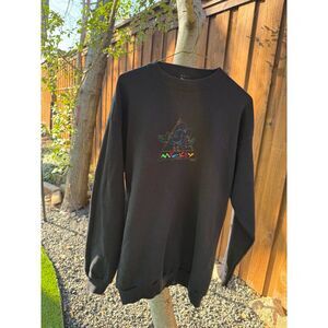 Women's Vintage Disney Mickey Mouse Black Embroidered Crewneck Sweatshirt Large